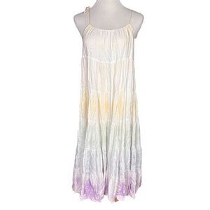 Storia Women's Ruffle Tiered Ombre Tie Dye Midi Dress Multicolor Size‎ S